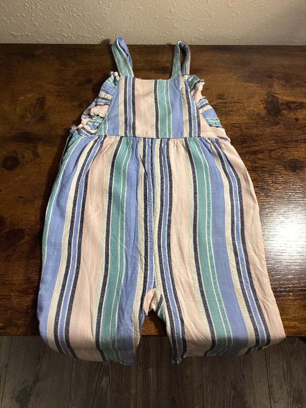 Pastel Striped Ruffle Strap Jumpsuit Romper